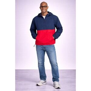 Swiss Tech Men's Colorblock‎ Pullover Windbreaker Jacket Navy Red Size M